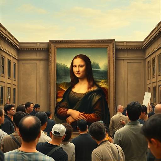 Visitors admiring the Mona Lisa in the Louvre Museum