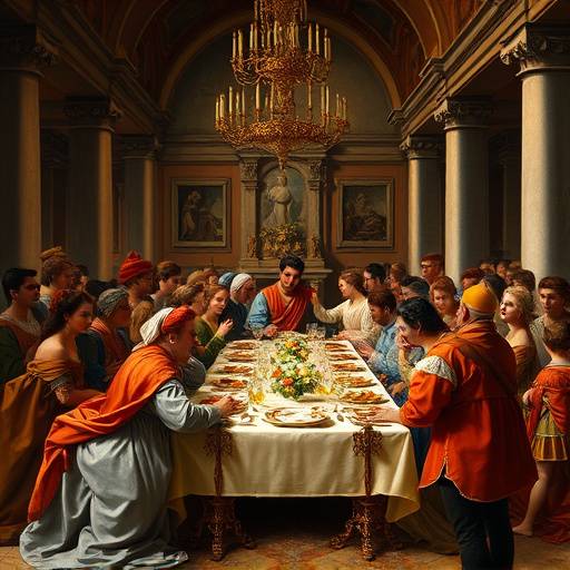 The Wedding Feast at Cana by Paolo Veronese, a large Renaissance painting depicting a biblical scene with lavish detail.
