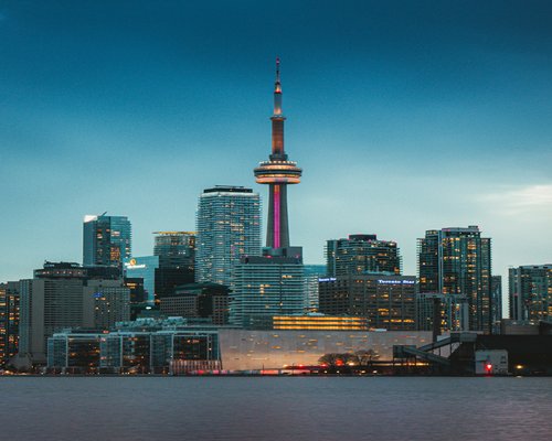 A view of a Canadian city illustrating economic activity